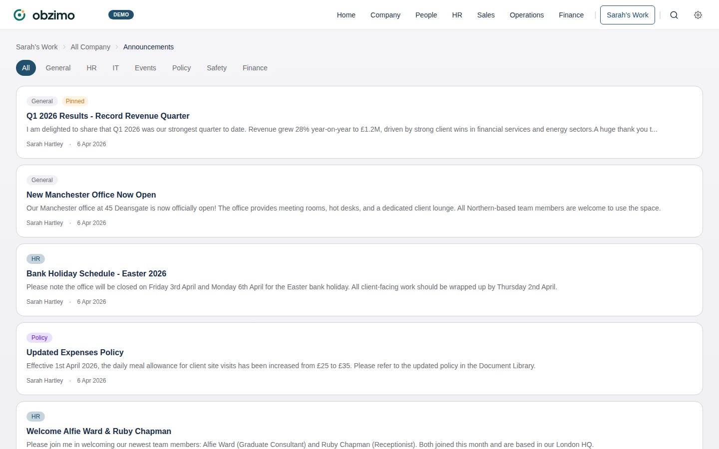 Company announcements