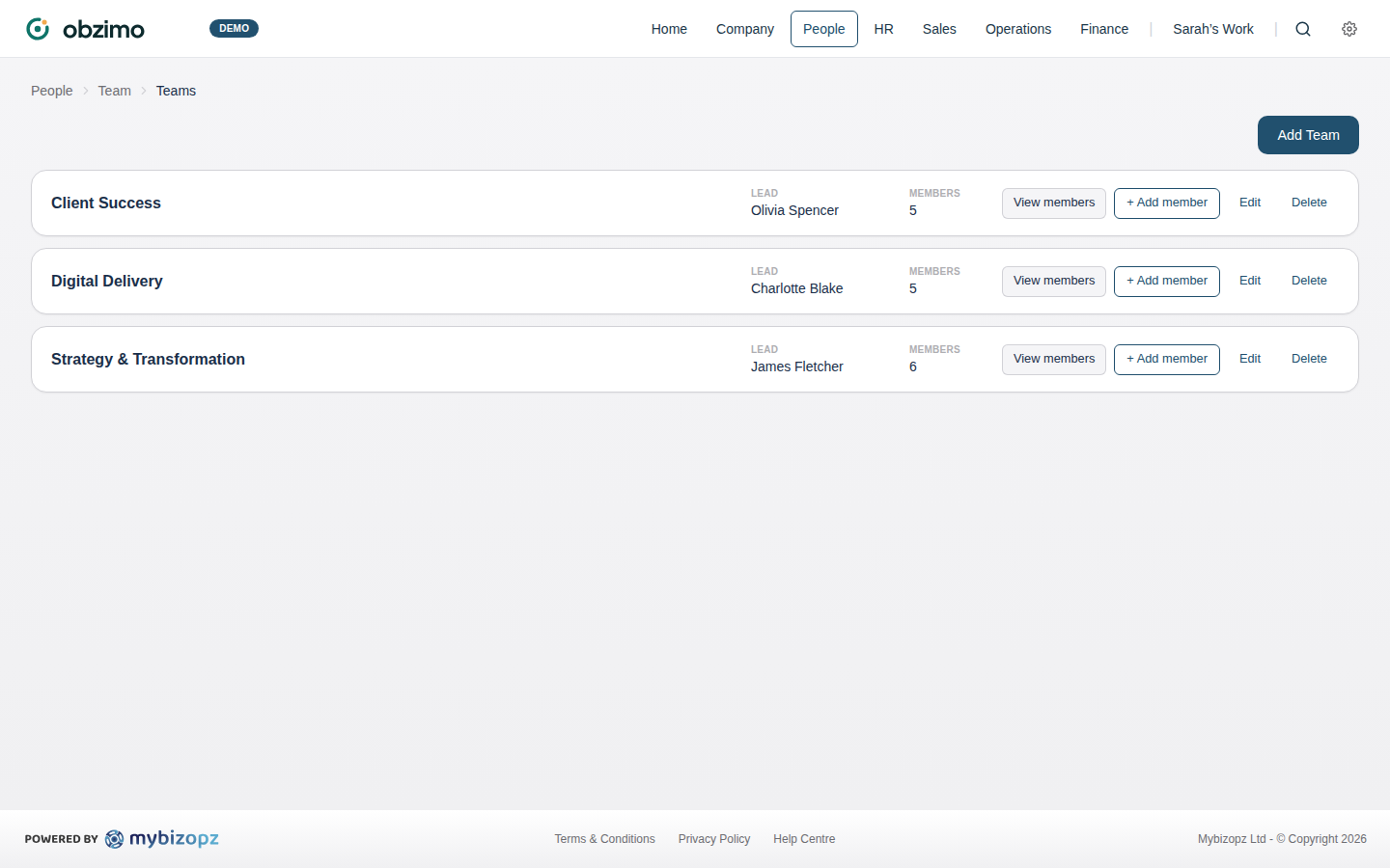 Obzimo training records and team skill tracking